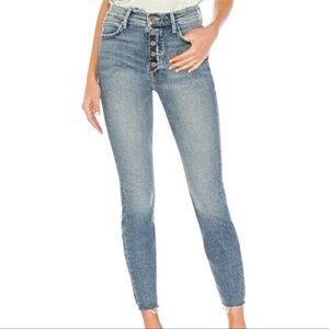 mother the fly cut stunner ankle fray blue skinny jeans NWOT size 30